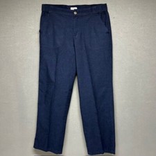 Liz Claiborne Pants Womens 10 Blue Mid Rise Straight Leg Frt Pckts Elastic Waist