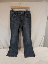 Chico's Platinum Women's Bootcut Jeans Size 1 Short with Embroidery