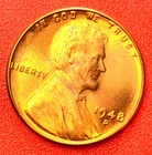 1948-D Lincoln Wheat Cent Penny GEM RED BU From an Original Bank Roll