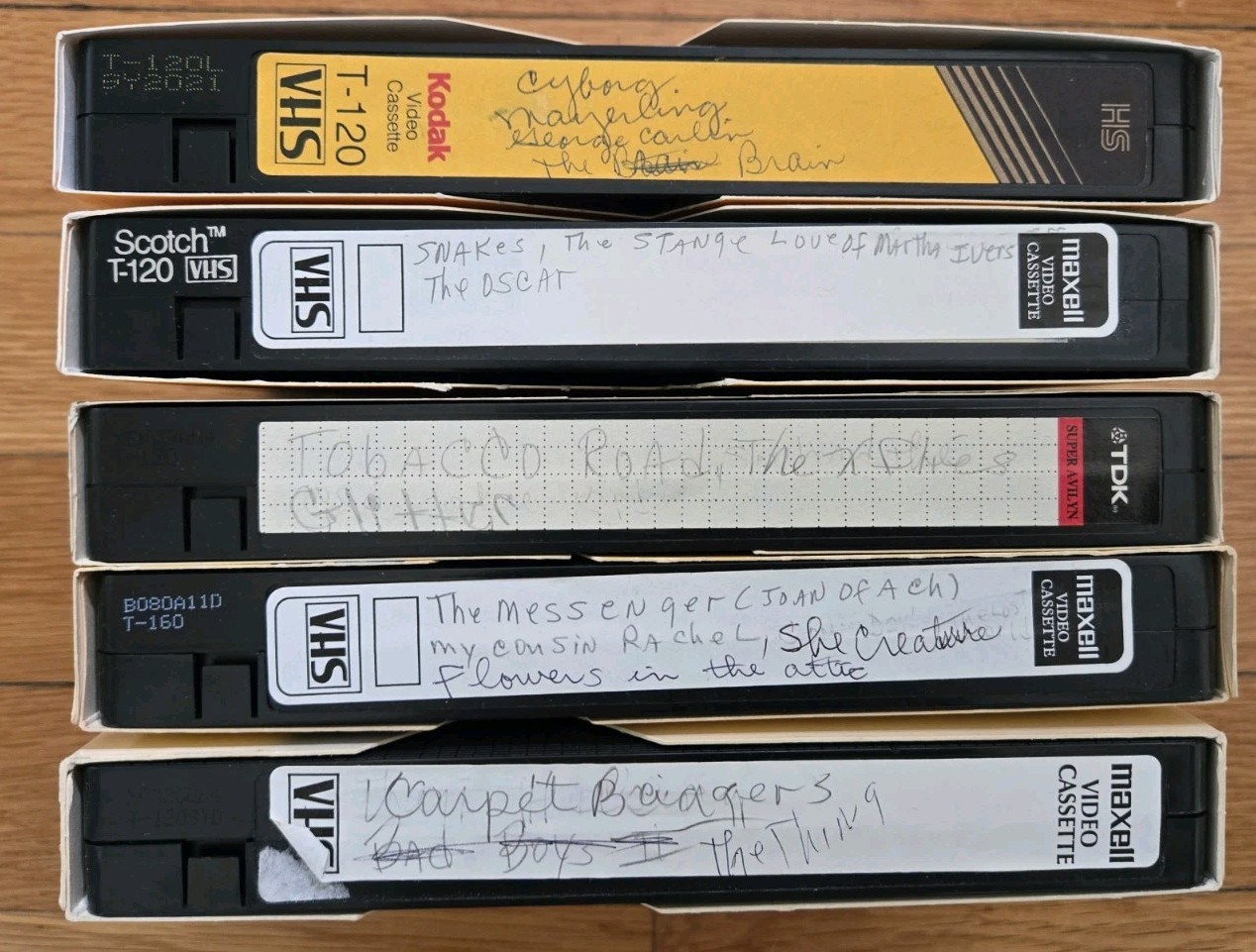 Found Footage VHS Tapes Lot of 5 Labeled Home Recordings/Movies Mystery Vintage