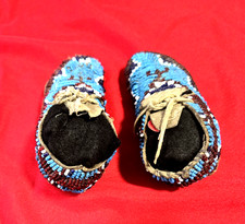 circa late 1800's Northern Plains Indian child's beaded moccasins 5" long
