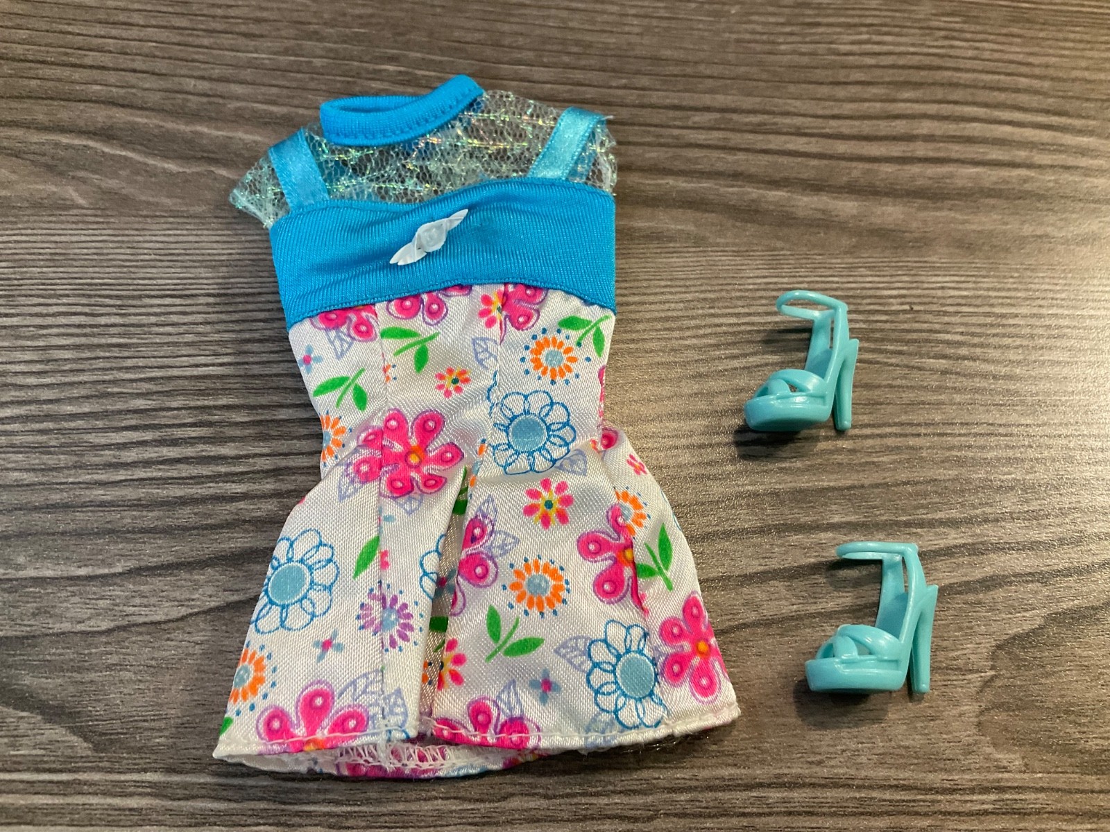 Mattel  Barbie Doll Clothes  1996 Flower Fun Dress Shoes Outfit Lot