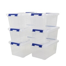 6 L Plastic Storage Box, Clear Boxes with Handles Set of