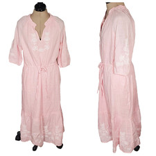 NEW Draper James Women’s Maxi Dress Medium Pink Embroidered Cotton Lined