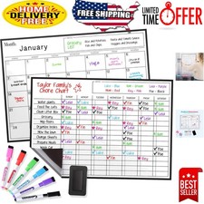 Stylish Magnetic Dry Erase Calendar Chores Chart: Family Organization Tool