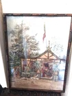 Large Antique Watercolor Late 19th Century Bamboo Frame Signed and Annotated Royan 1899