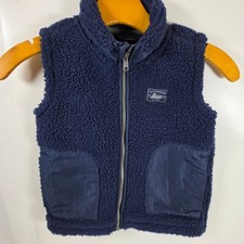 G.H. Bass Co Toddler Boys Navy Blue Sherpa Fleece Vest Full Zip Size 3T