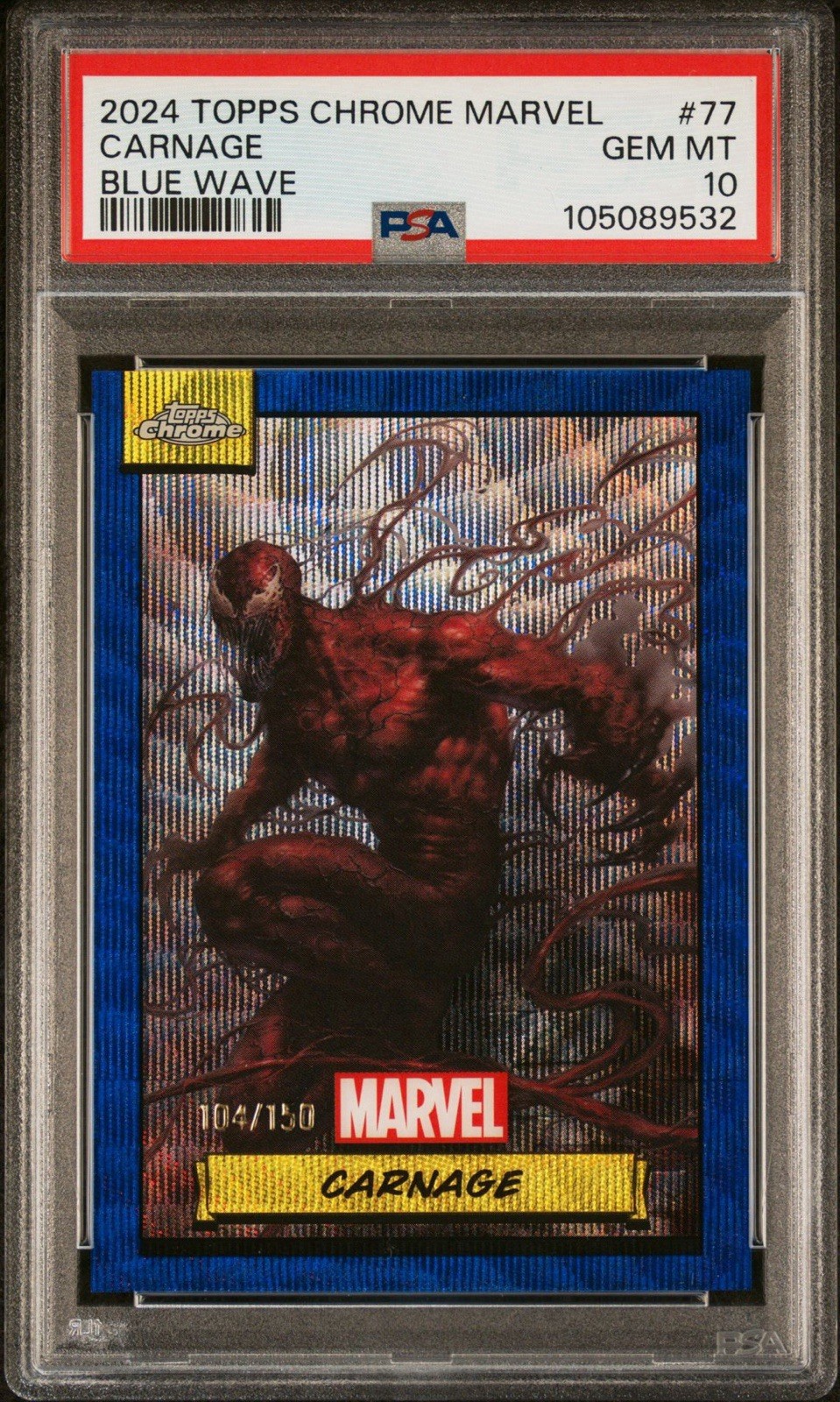 2024 Topps Chrome Marvel Carnage Blue Wave /150 #77 PSA 10