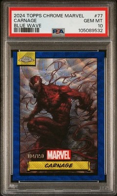 2024 Topps Chrome Marvel Carnage Blue Wave /150 #77 PSA 10