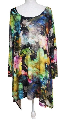Kozan Multicolor Juliette Tunic Multicolor Asymmetric Hem Top Size 2X