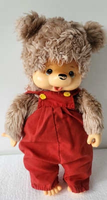 Vintage HAPPY HORSE HELLBRAUNBÄR MIT ROTER ARBEITSHOSE AUSSEHEN WIE Monchhichi