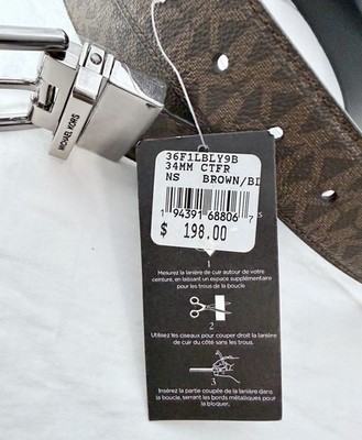 NWT Michael Kors Reversible Logo and Leather Belt Brown 