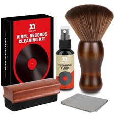 5-in-1 Vinyl Record Cleaning Kit - Brush, Liquid, Anti-Static Cloth  Storage Ba