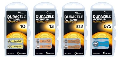 Duracell Hörgerätebatterien  Hearing Aid Batteries Typ DA 10, 13, 312, 675
