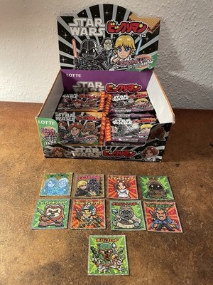 Star Wars Bikkuriman Chocolate Lotte Japan Display Box and 9 Stickers Episode IV
