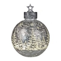 Led Dekoobjekt Kugel Frosty Winterwald H. 34Cm Silber Glas Formano Winter