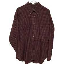 Van Heusen Men  s Plaid Long Sleeve Button Down Shirt Size Large 16-16.5