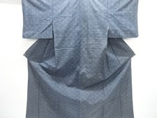7722389: JAPANESE KIMONO / ANTIQUE KIMONO / SILK / TSUMUGI / WOVEN KASURI PATTER