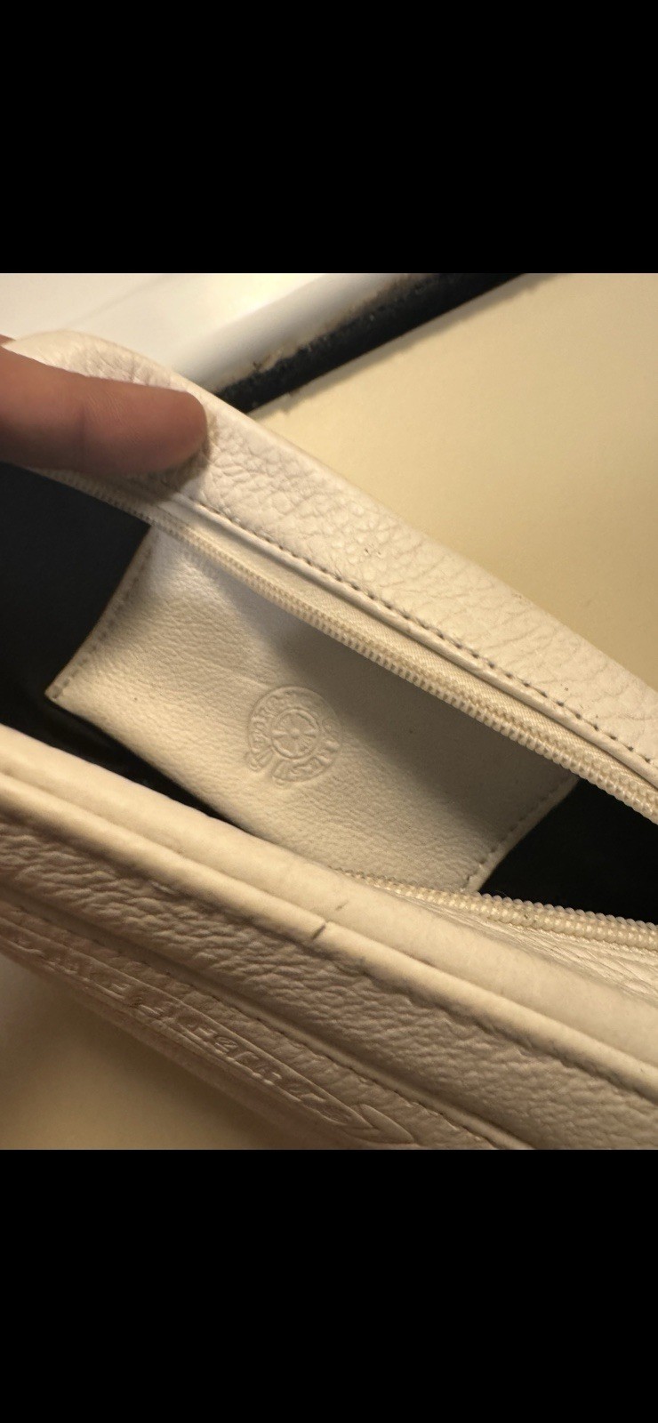 Chrome Hearts White Leather Makeup Bag with Zipper Closure thumbnail 4