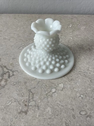 Vintage Fenton Hobnail Milk Glass Candlestick Candle Holder