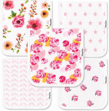Organic Cotton Burp Cloths 5 Pack Large 21x10 Inches for Newborns Infants Baby