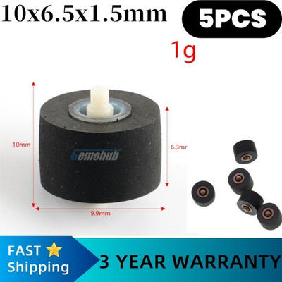 #ad 5PCS 10x6.5x1.5mm Tape Recorder Pinch Roller Wheel Rubber Pressure Belt Pulleys $29.89