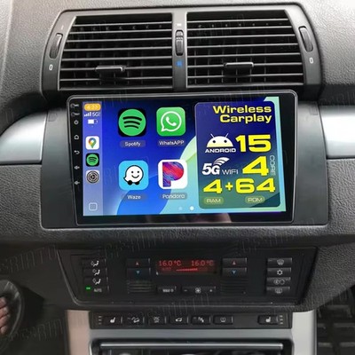 4+64G Android 15 Apple Carplay RDS Autoradio GPS Navi Für BMW E39 E53 X5 5er SWC