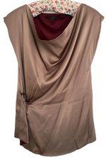 Gucci Champagne Silk Draped Blouse / Top. cowl neck. Side Buckle Size 44 ex con