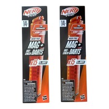 Lot of 2 - NEW - Nerf Pro Mag Plus Half-Length Dart Magazine Refill 15 Darts