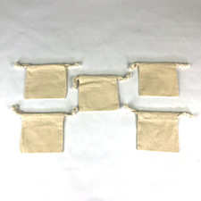 5 Natural Cotton Canvas Drawstring Pouches 4x4 Jewelry Gift Favor Bags Lot