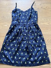 EUC J. Crew Factory Size O Navy Pineapple Dress With Pockets