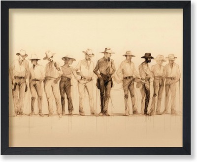 Poster Master Cowboys Of The West Poster - Retro Western Print - Wild West Sketc