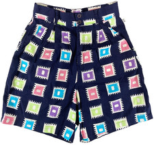 VTG 90s Esprit Sport Geometric Abstract Print Shorts High Waist Cotton 9/10 26"