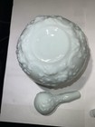 1950s Westmoreland Glossy White Pressed Milk Glass Embossed Barbers  Decanters — photo 7