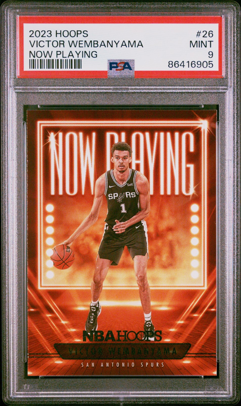 2023 Panini NBA Hoops Now Playing #26 Victor Wembanyama PSA 9