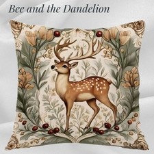 Cute Stag / Deer in Woodland Setting Cushion COVER  45cms x 45cms