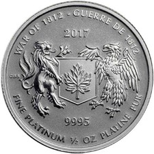 War of 1812 1/2 oz Platinum Bullion Coin 1941.10 per troy oz