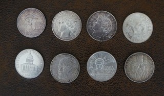 Lot de 8 pièces françaises de 100 Francs en Argent