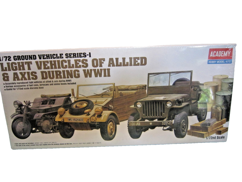 VINTAGE 1999 ACADEMY 1:72 SCALE " LIGHT VEHICLES OF ALLIED & AXIS WWII " # 1310