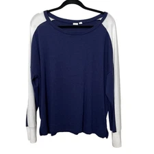 Gap Sweater Round Neck Sweater Color Block Striped Detail 90s Y2K Vibes Blue L