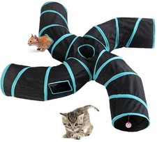 Cat Tunnel 4 Way Collapsible Tube 5 Peek Hole S-Shaped Maze House Interactive