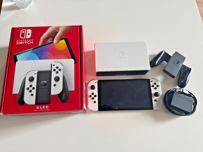 Nintendo Switch OLED White CIB Complete In Box Good Condition With Accessories