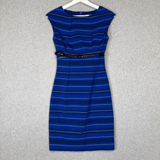 Calvin Klein Women's Size 2 Blue Striped A Line Sleeveless Midi Dress