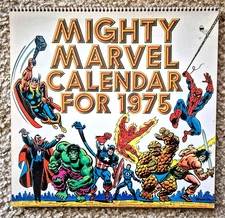 ORIGINAL VINTAGE 1975 MIGHTY MARVEL COMICS CALENDAR LEGENDS SPIDER-MAN AVENGERS