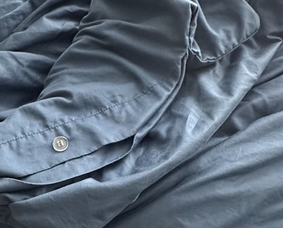 Cuddledown Oversized Queen Blue Sateen Duvet Cover 100% Cotton