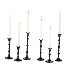 Taper Candle Holder Gothic: Tall Candlestick Holders 2 Sets(6 Pcs) Black