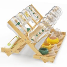 Baby Bottle Drying Rack, Bamboo Vertical Dryer Holder Organizer for Kitchen C...