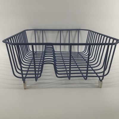 Vintage Large Blue Rubbermaid Dish Drainer Drying Rack Coated Wire 14