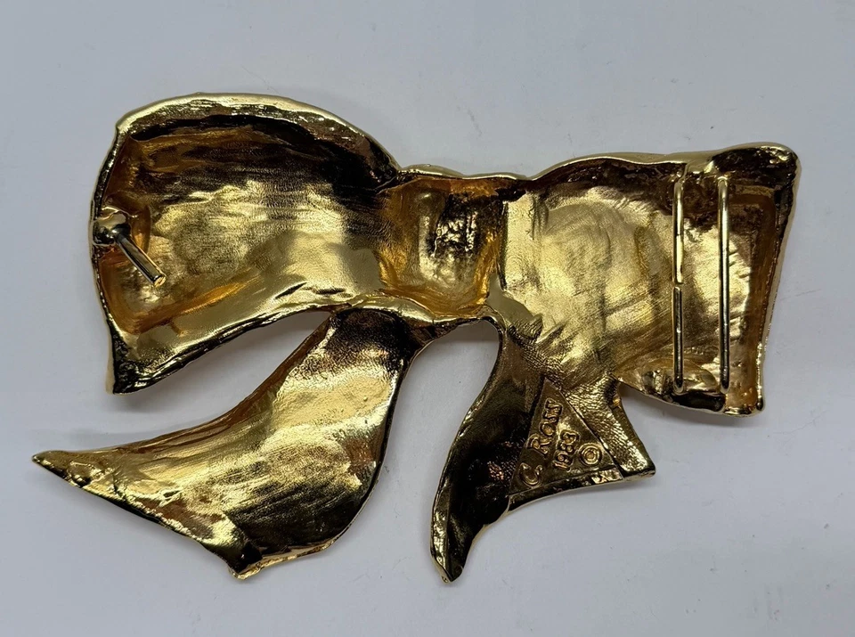 CHRISTOPHER ROSS 1983 ENORME arco dorado hebilla de cinturón vintage Foto 2 de 4