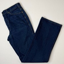 VTG Farah Mens Straight Leg Jeans 34x34 (33x33) Dark Wash Made in USA Late 80s